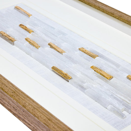 Edler Selenit mit 24K Gold – Exklusives Wandobjekt - Jemento