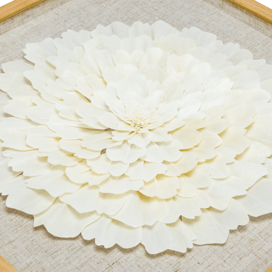 Handgefertigtes Sola Paper & Leinen Naturkomposition Wandbild - Jemento