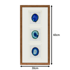 Abyssal Blue Agate Triptych – Hand - Sculpted Wall Art - Jemento