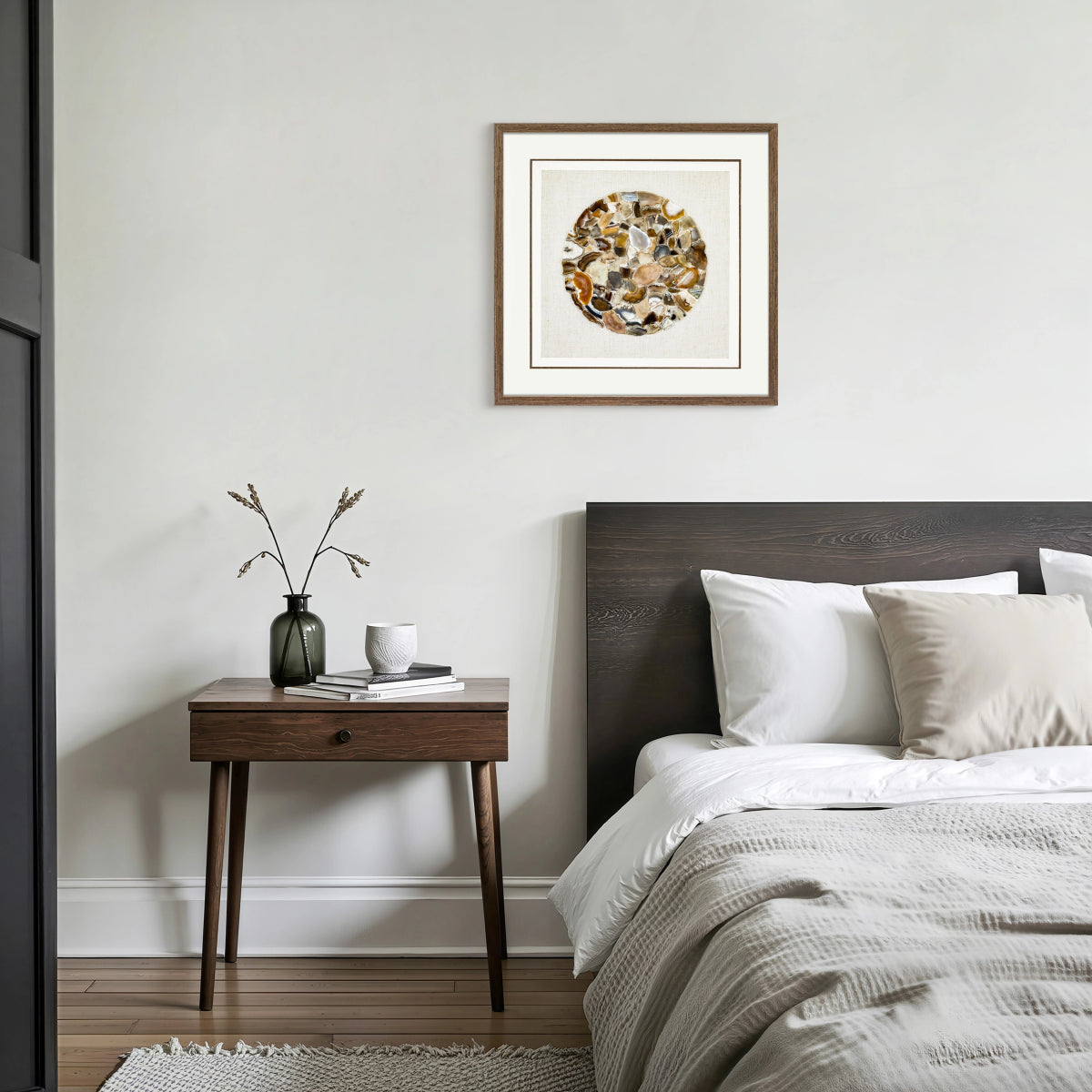 Earth's Canvas – Handwoven Linen Framed with Natural Agate Specimens - Jemento