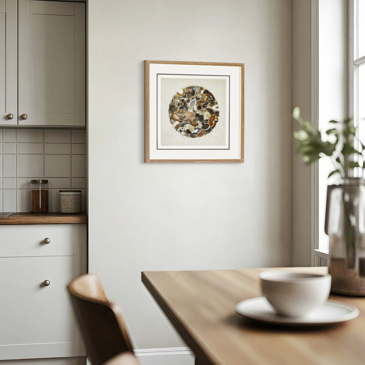 Earth's Canvas – Handwoven Linen Framed with Natural Agate Specimens - Jemento