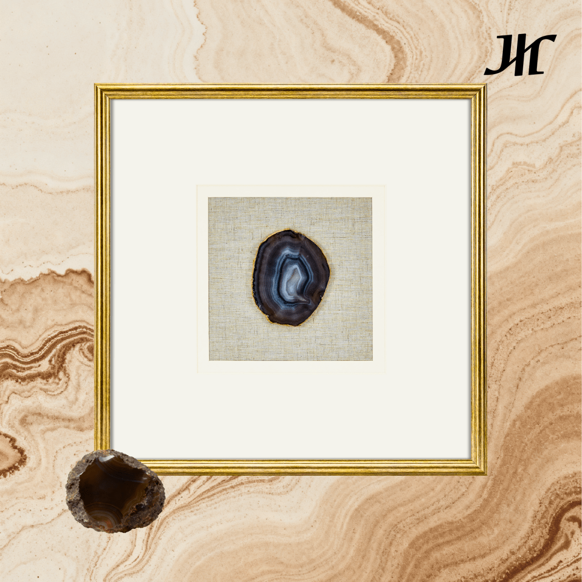 Goldgerahmte Achat Wanddeko - Jemento