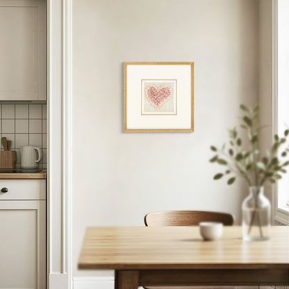 Handgeschnitztes Rosenquarz - Herz in Sanftrosa Wandkunst - Jemento