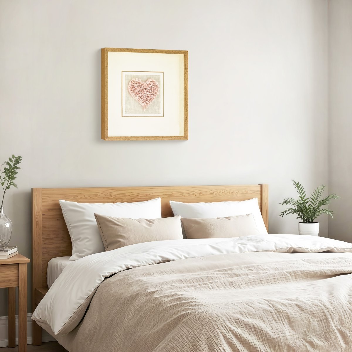 Handgeschnitztes Rosenquarz - Herz in Sanftrosa Wandkunst - Jemento