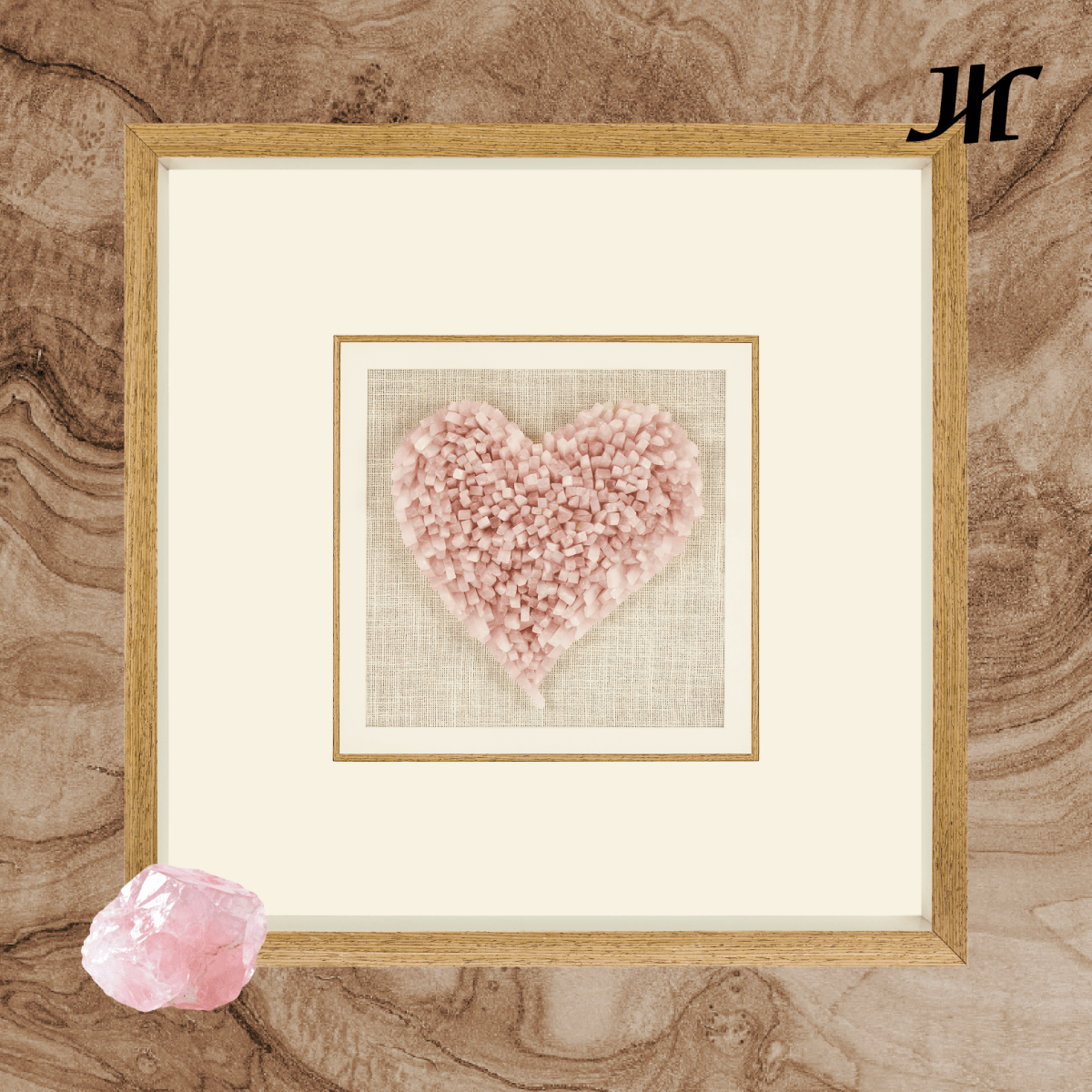 Herzförmige Rosa Quarz Wanddeko Skulptur - Jemento