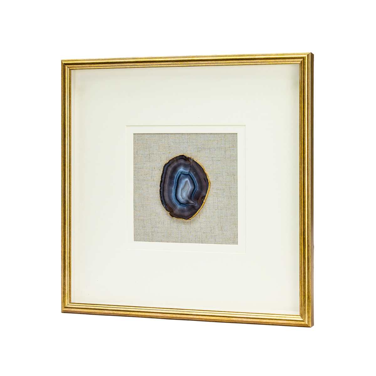 Luxuriöse Achat & Gold Komposition auf Naturleinen Wandkunst - Jemento