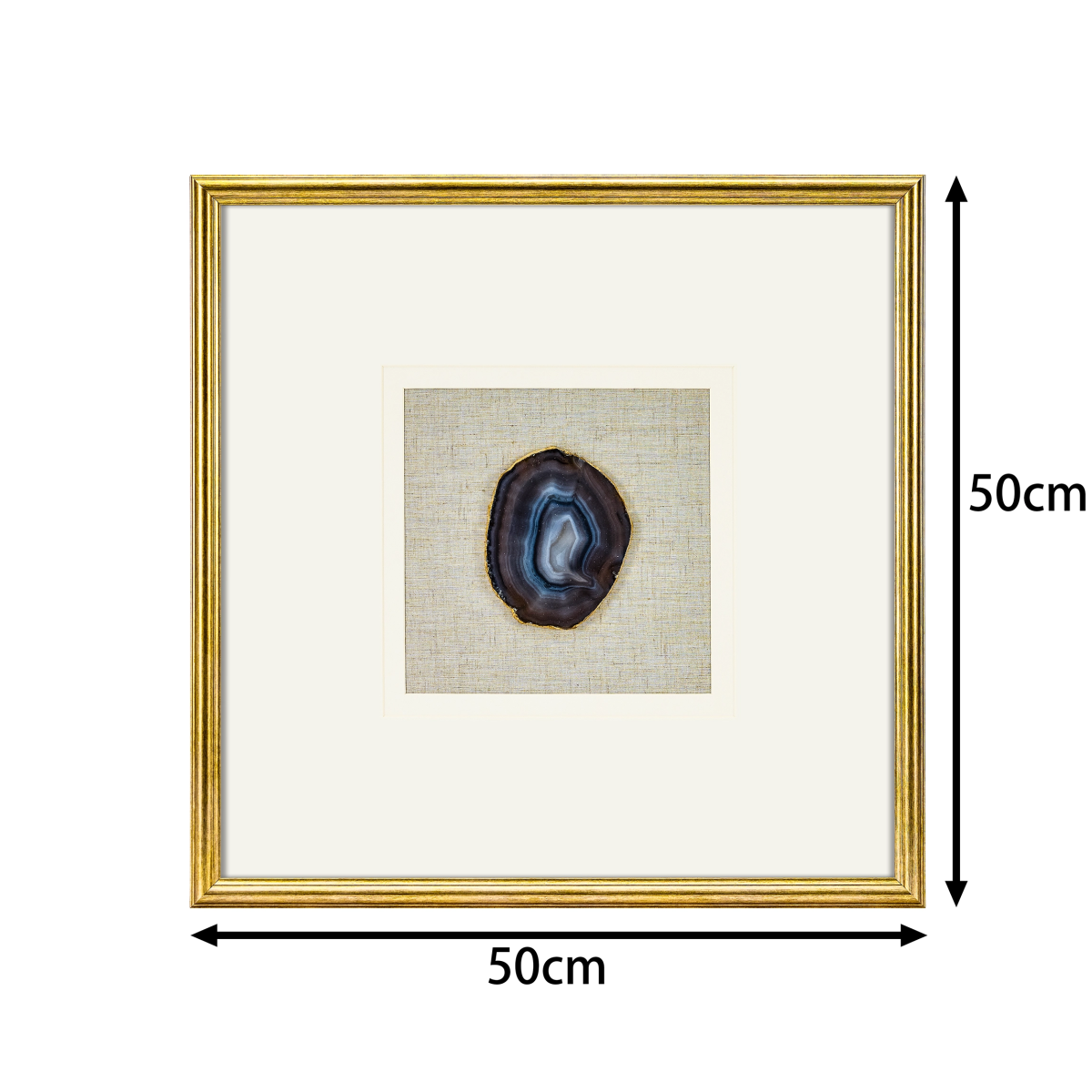 Luxuriöse Achat & Gold Komposition auf Naturleinen Wandkunst - Jemento