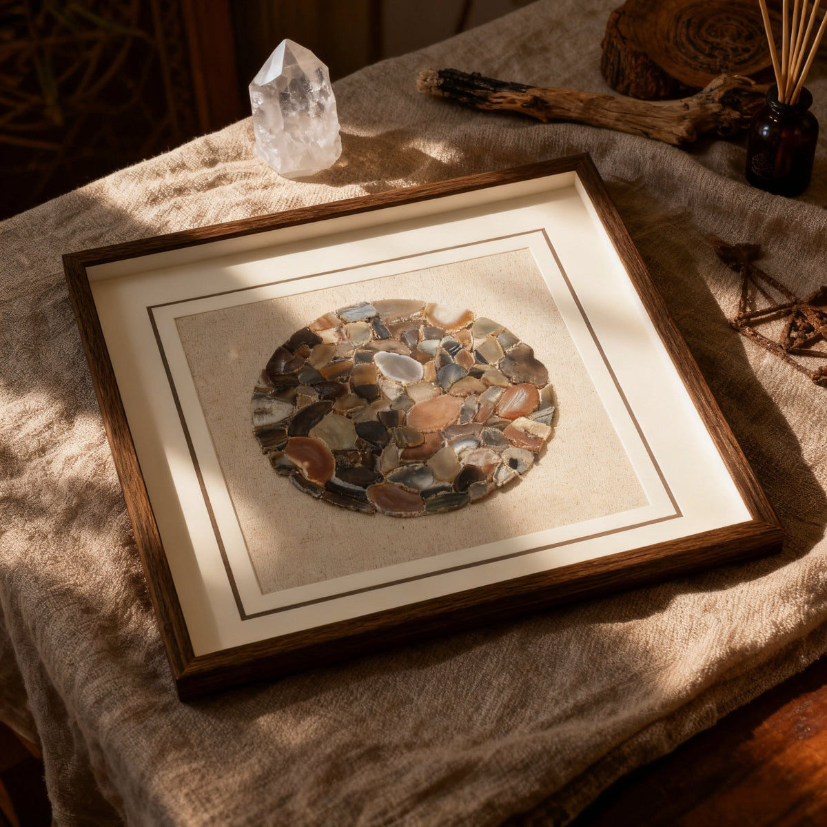 Masterful Nature's Palette — Agate on Handwoven Linen Wall Art - Jemento