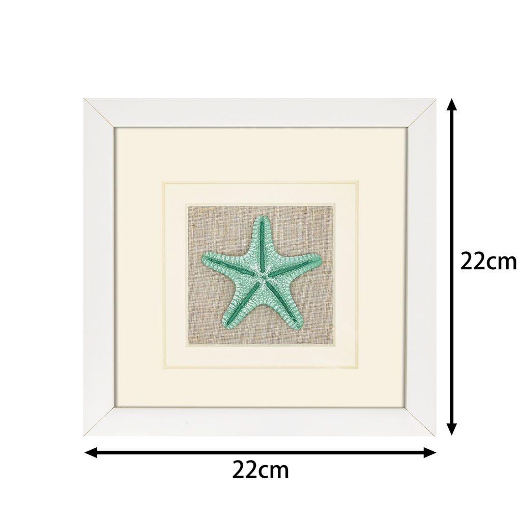 Abmessungen 22x22cm quadratisches Seestern Wandbild grün mit Passepartout - Jemento