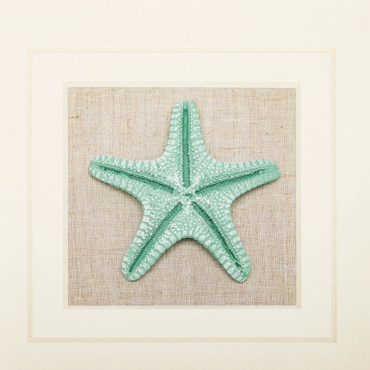 Minimalist Seascape Artwork Featuring Mint - Green Starfish - Jemento