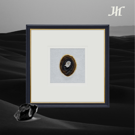 Minimalistisches Schwarz - Achat Wanddeko Panel - Jemento