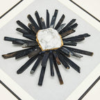 Mystical Natural Agate & Clear Crystal on White Linen in Charcoal Frame Wall Art - Jemento
