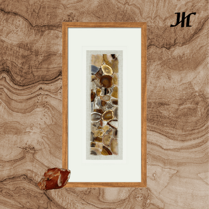 Natürliche Achat - Scheibe Wanddeko im Holzrahmen - Jemento