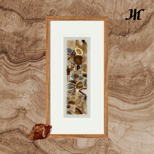 Natürliche Achat - Scheibe Wanddeko im Holzrahmen - Jemento