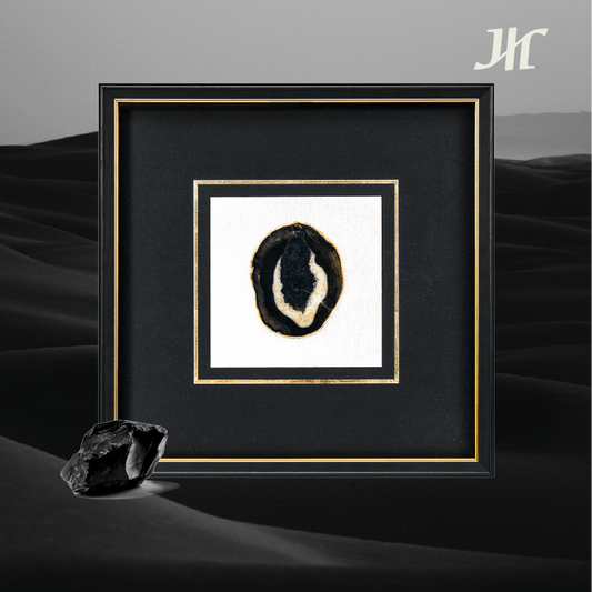 Schwarz - Gold Achat Quadrat Wanddeko - Jemento