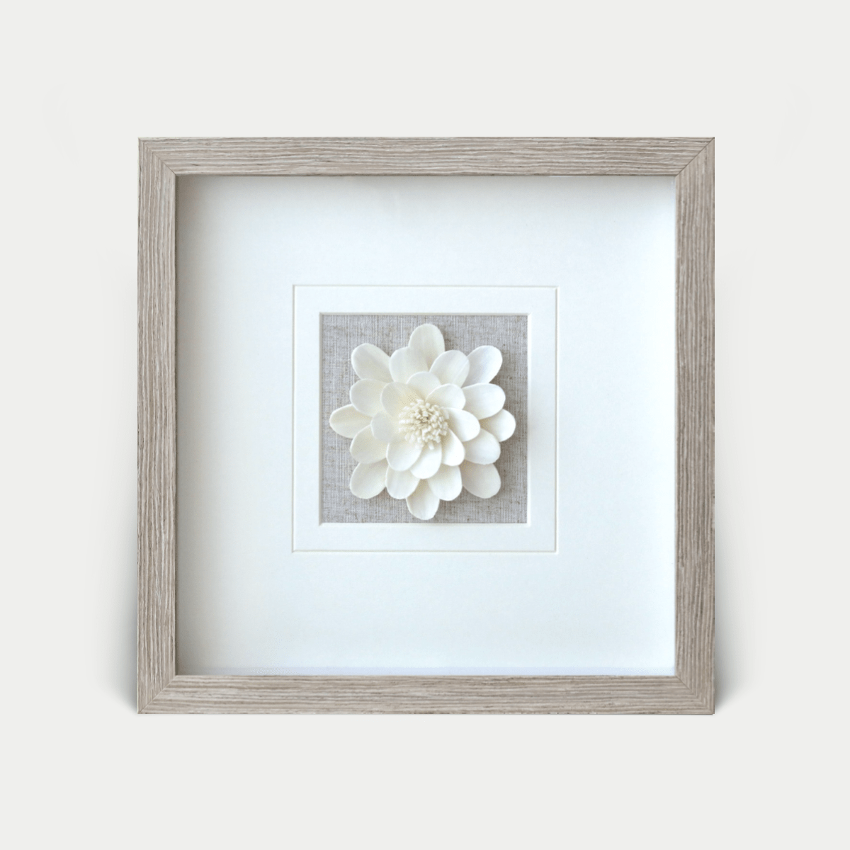 Quadratisches 3D Wandbild mit Sola-Blume im modernen grauen Rahmen - Jemento
