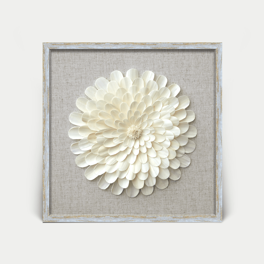 Sola - Blume - Wanddeko mit weiß - goldenem Rahmen - Jemento